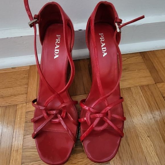 Prada Red Wedge - Picture 1 of 6